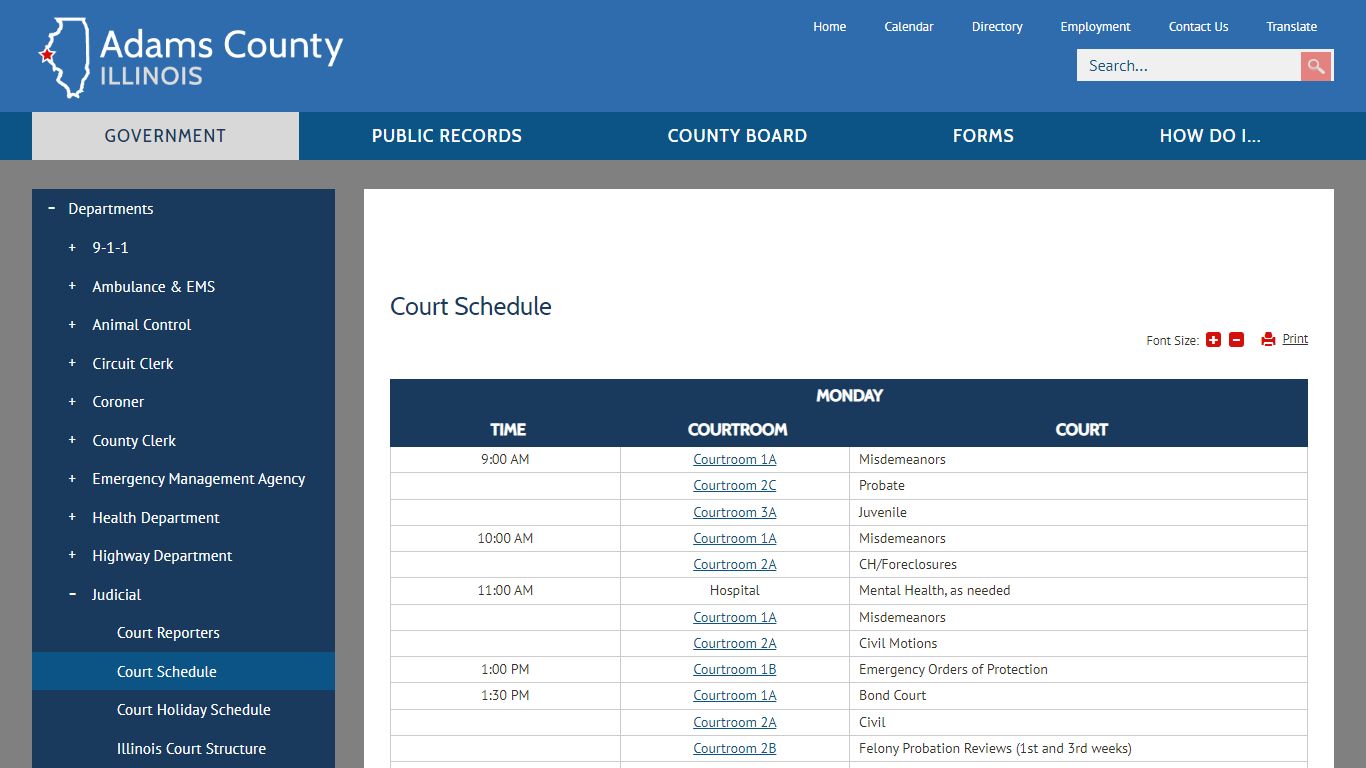 Court Schedule | Adams County, IL